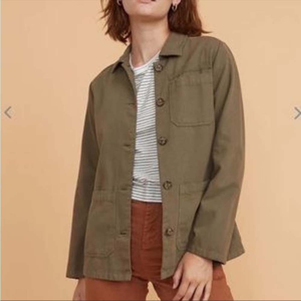Marine Layer Women’s Small XS Chore Coat Shirt Olive Green 100% Cotton XS New